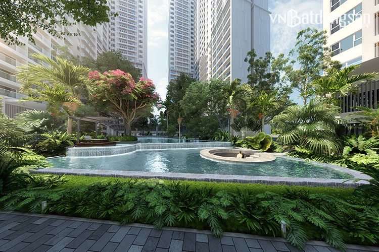 Khu hồ bơi theo ti&ecirc;u chuẩn resort 5 sao trong l&ograve;ng khu căn hộ Lavita Thuan An. Ảnh phối cảnh: Hưng Thịnh Land.