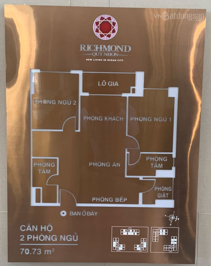 Mẫu thiết kế căn hộ 2 phòng ngủ - Căn hộ Richmond Quy Nhơn